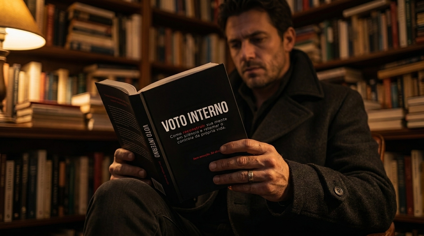 Pessoa lendo em silêncio em ambiente escuro